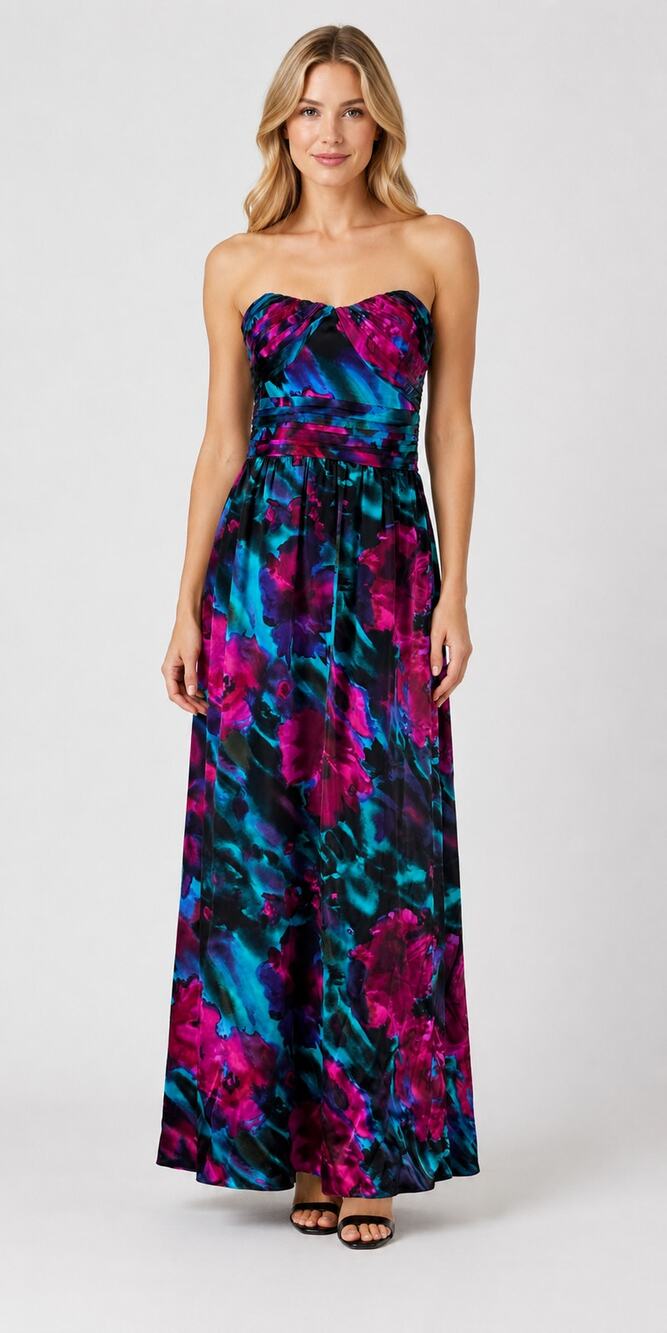 Dusk Collection Sheila Yen Vintage Silk Strapless Gown Dress Womens Size 8 Blue